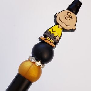 Handmade Charlie Brown Beaded Silicone Focal Bead Pen